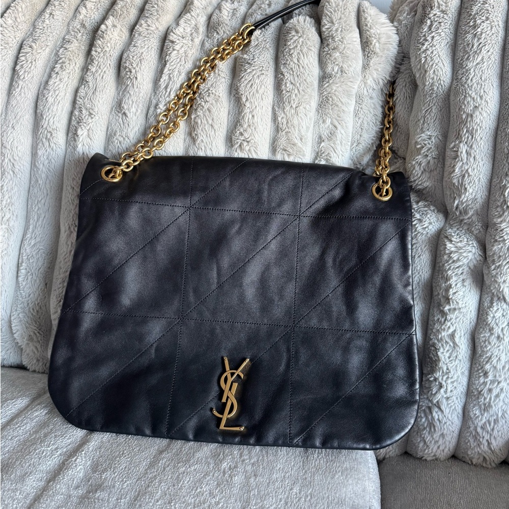 Yves Saint Laurent Quilted Black Shoulder Bag with Gold Chain